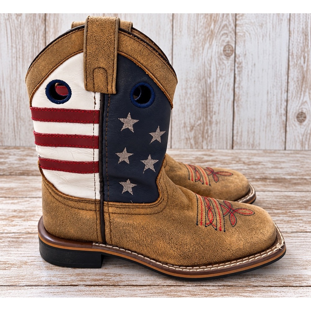 Smoky Mountain Kids Cowboy Boots 3880C American Flag Stars Stripes Size 12R